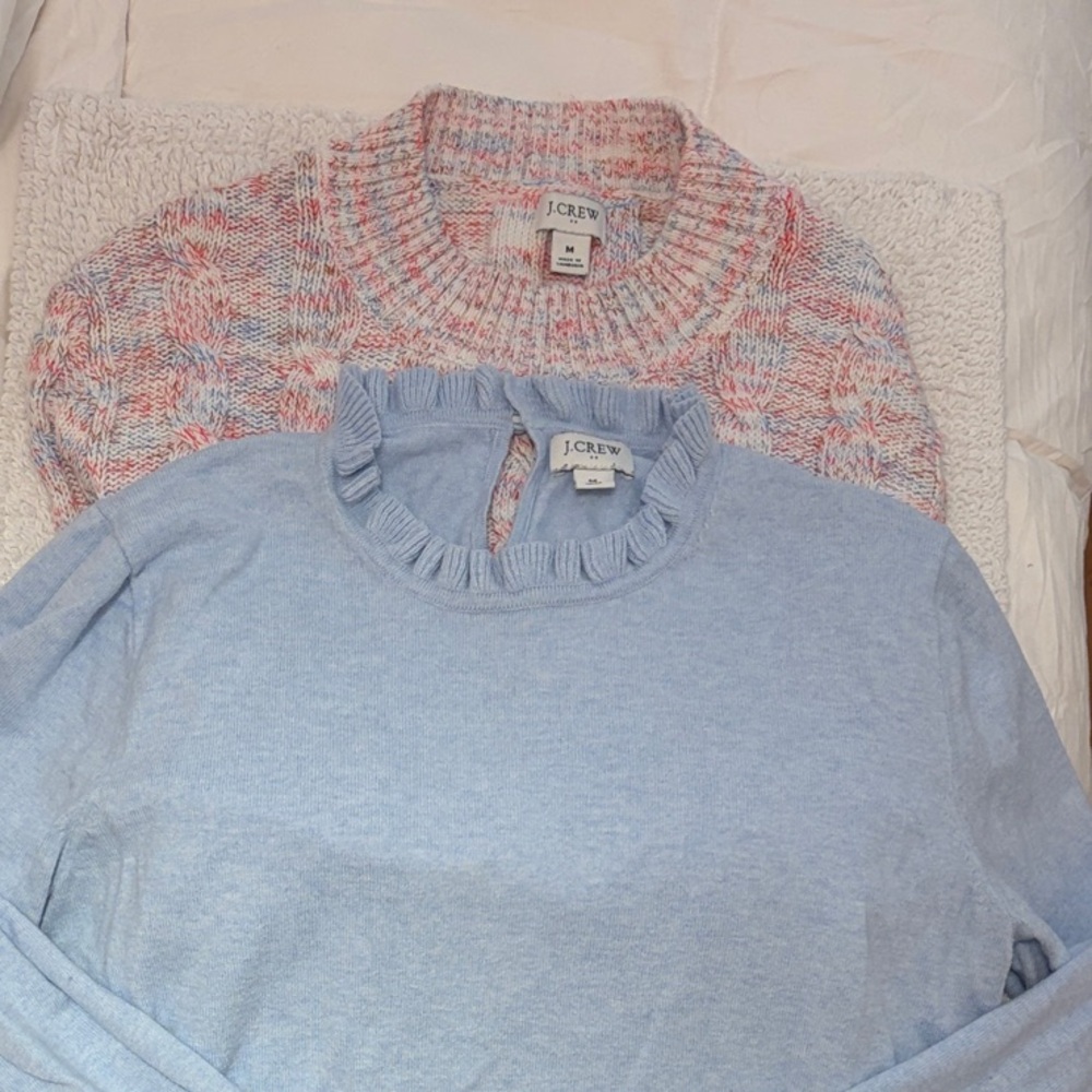 J. Crew Women's Light Blue and Pink Sweater Duo